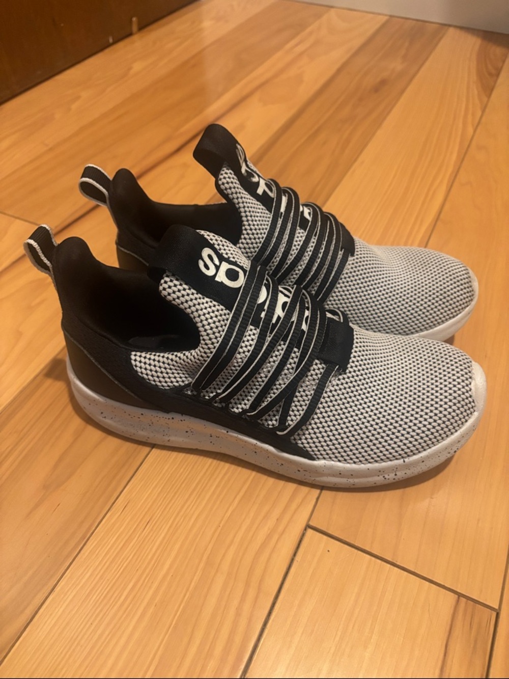 adidas Kids Black and White Knit Slip-On Sneakers